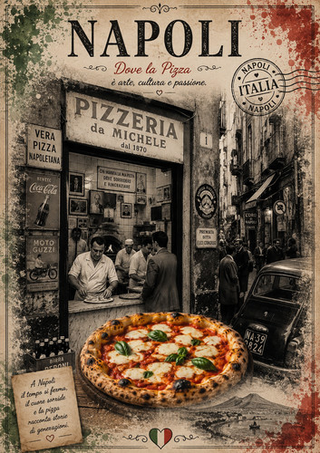 Napoli pizza poster - napoli, a3